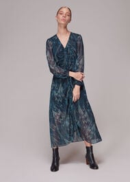 Wave Print Ruched Dress