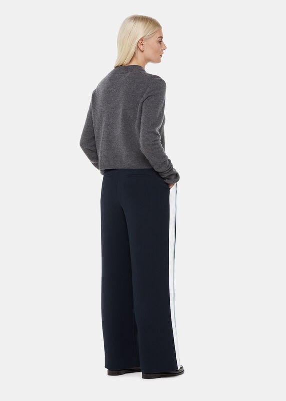 Blue Petite Crepe Side Stripe Trouser