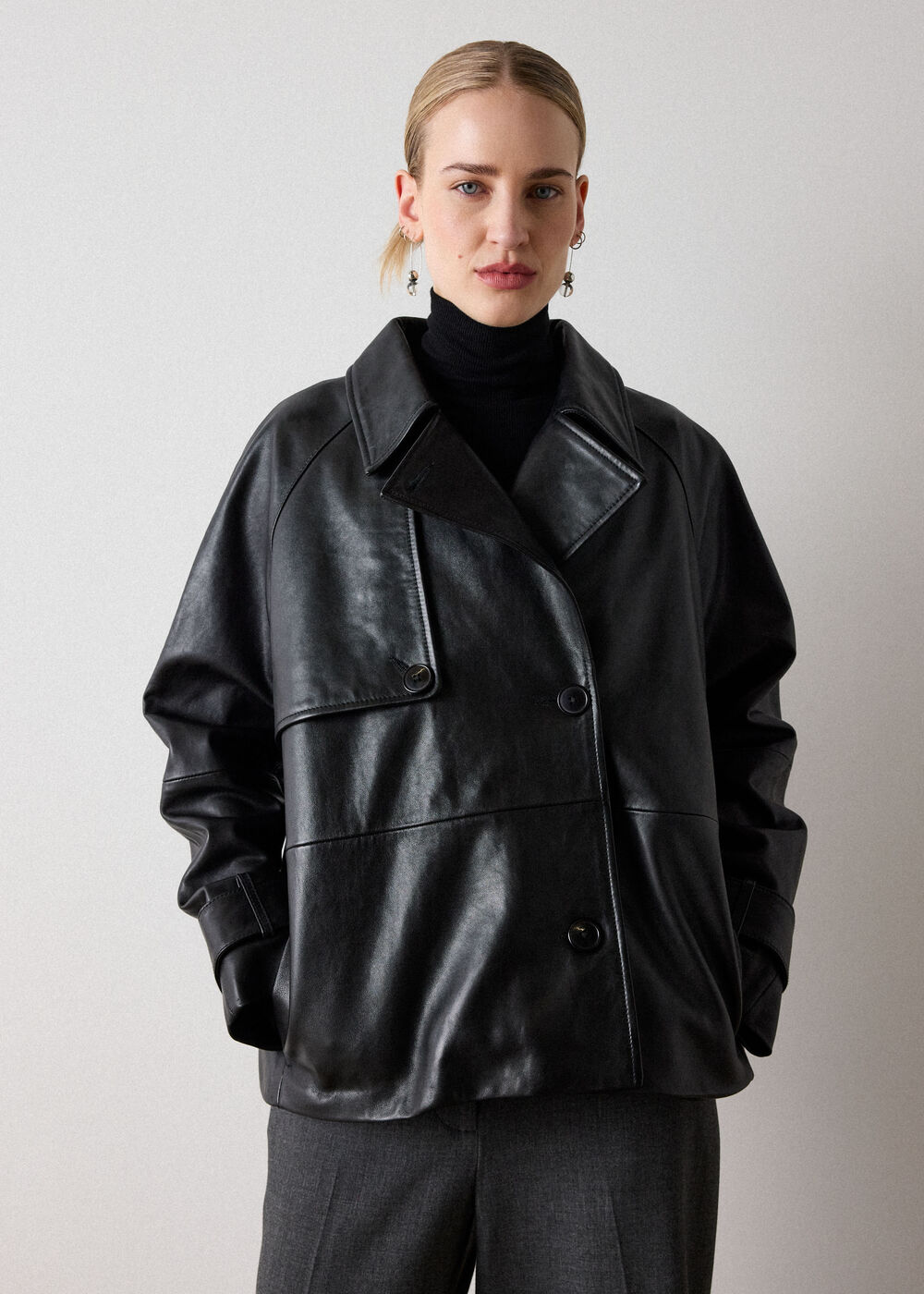 Short Leather Trench