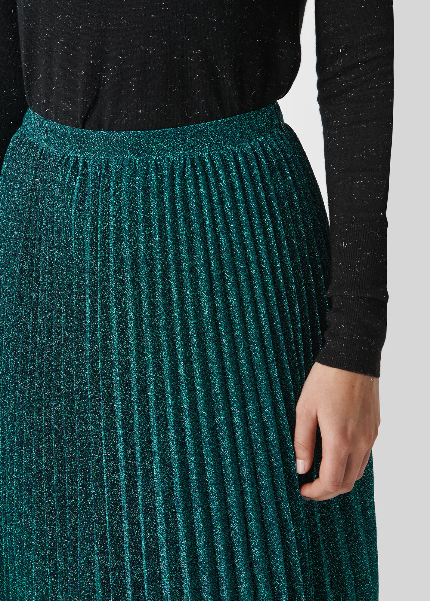 Green Sparkle Pleated Skirt WHISTLES