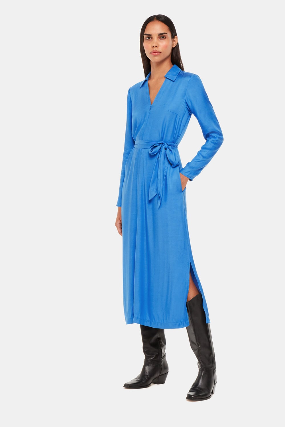 Blue Tillie Tie Midi Dress