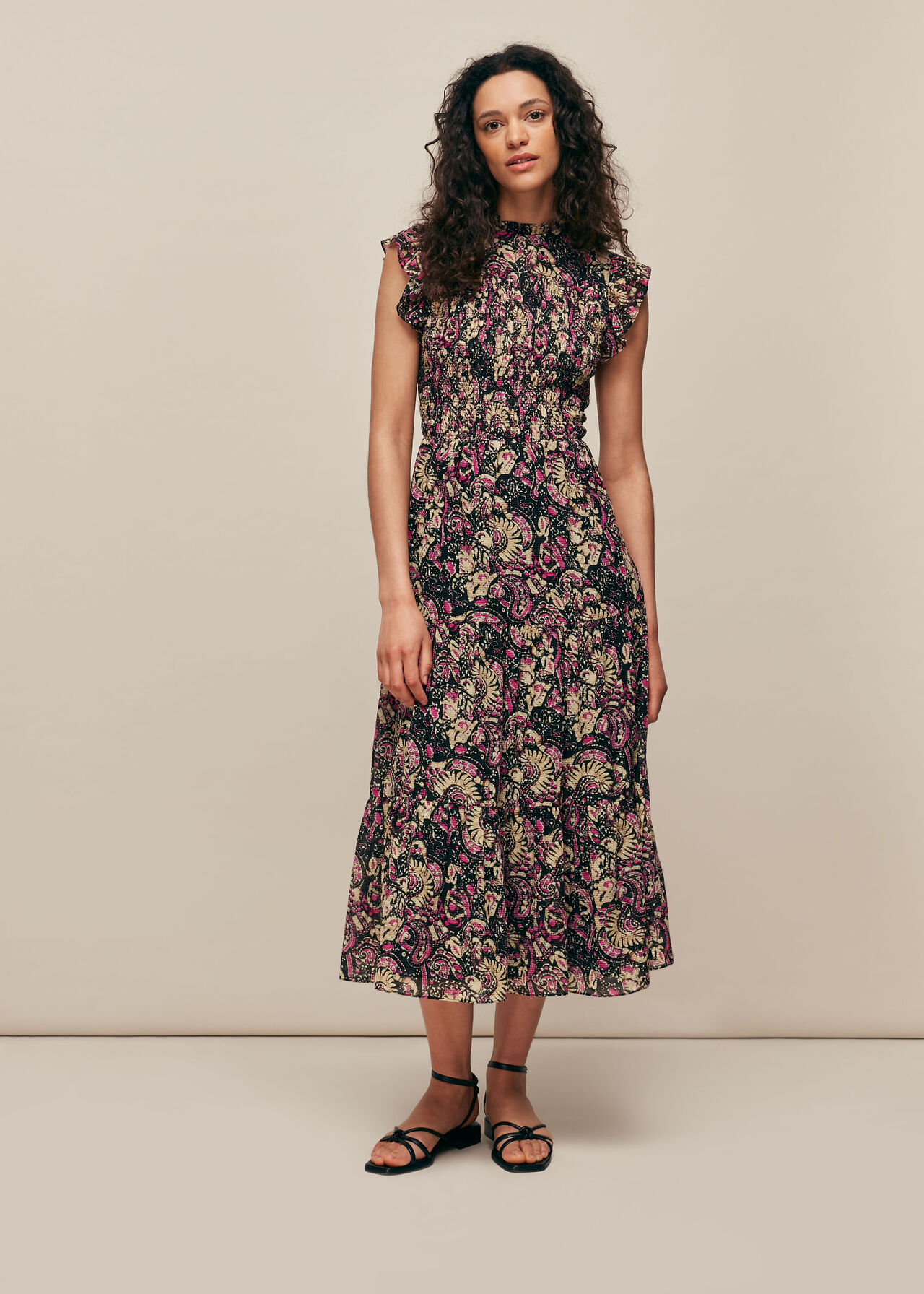 Multicolour Batik  Print Silk Smock Dress  WHISTLES Whistles