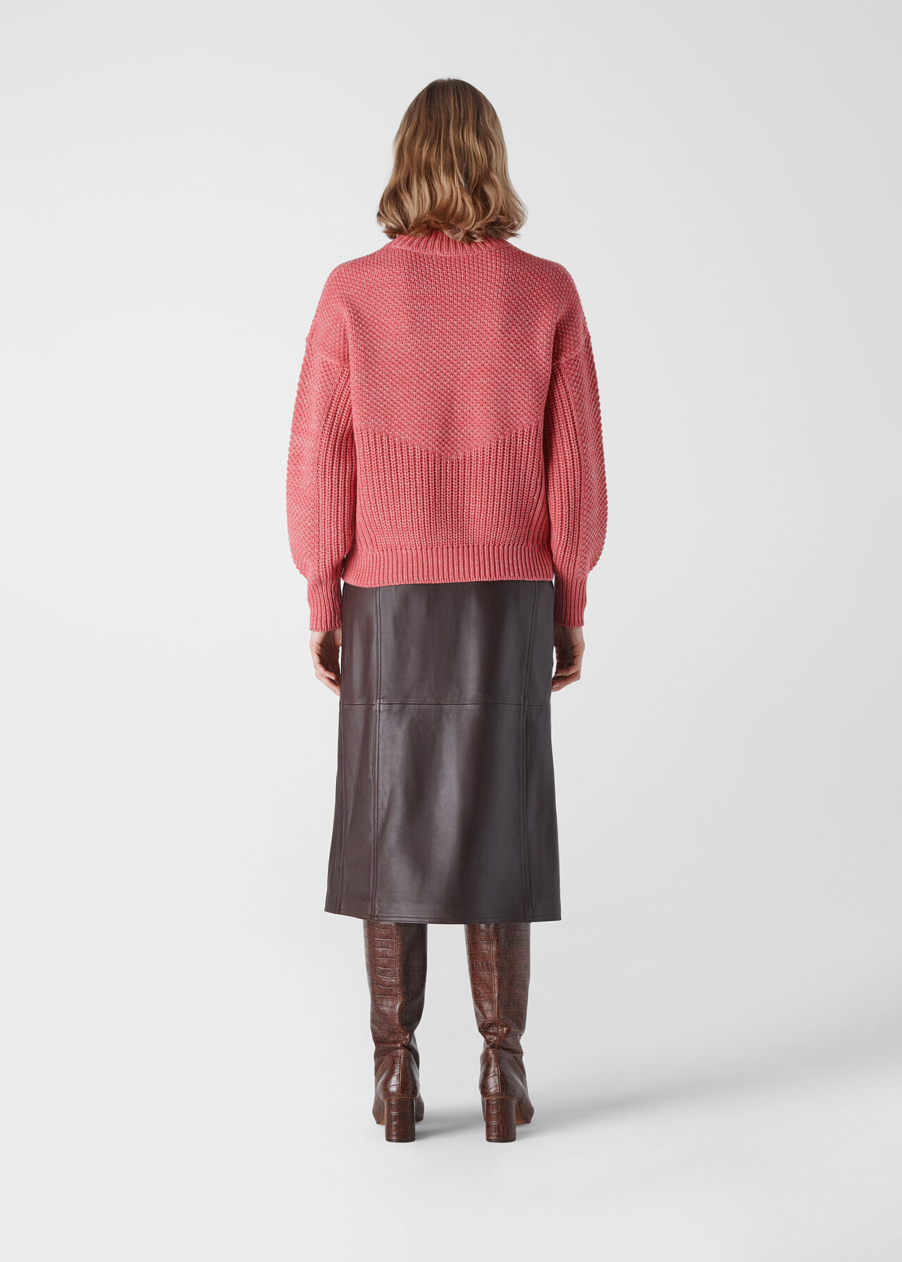 Moss Stitch Textured Knit Pink