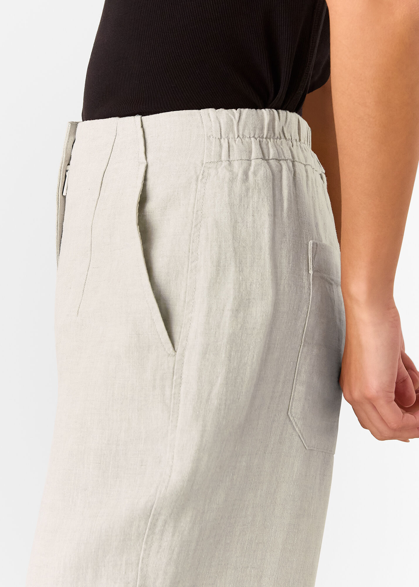 Black Linen Barrel Leg Trouser main image 0
