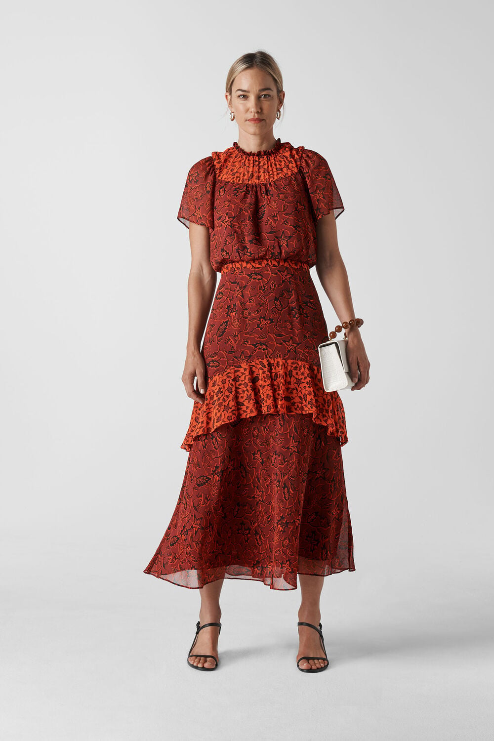 Batik Leaf Arianna Dress Red/Multi