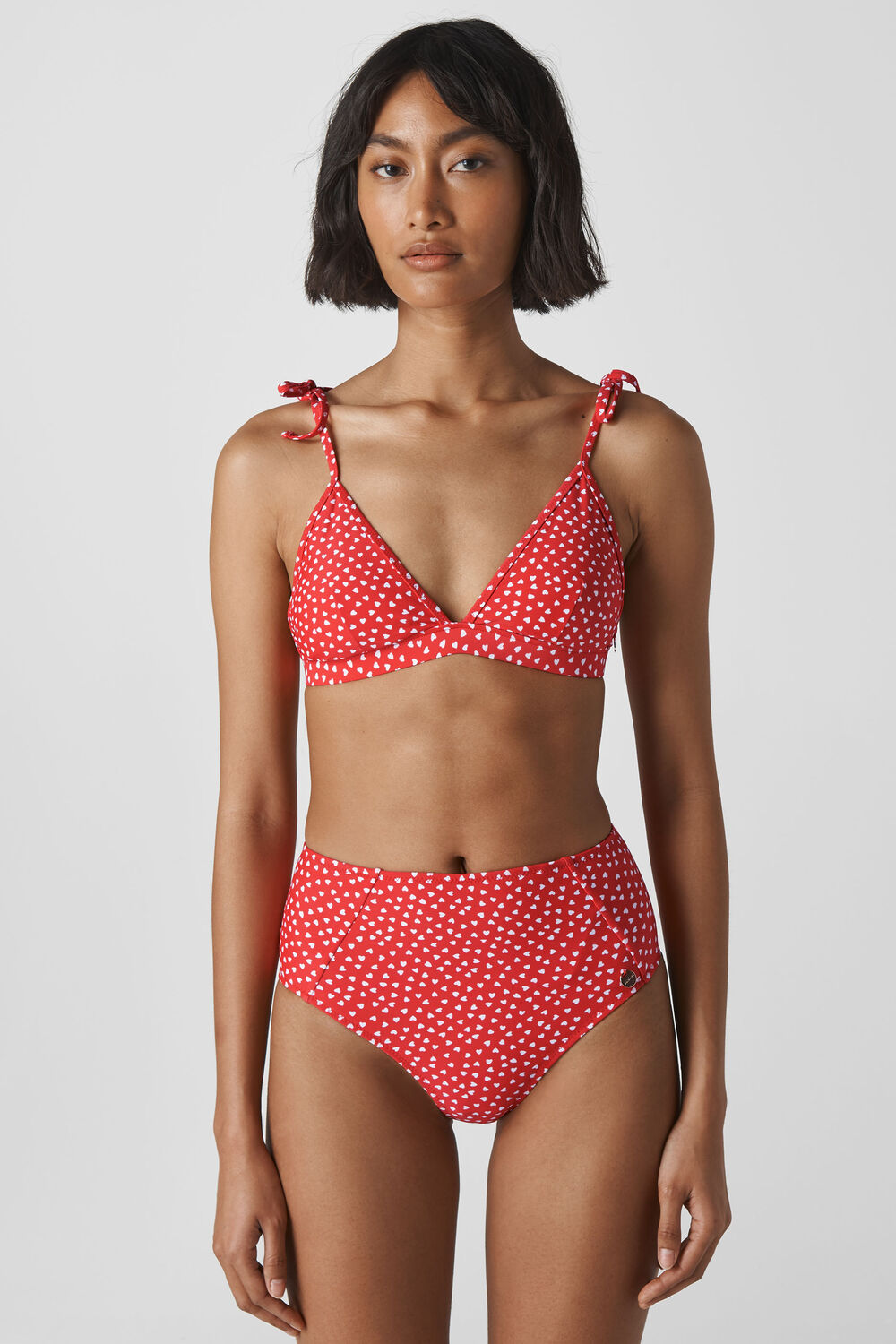 Heart Print Bikini Top Red/Multi