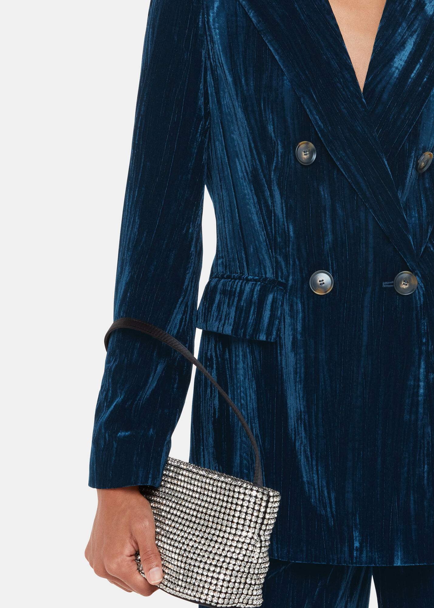 Crushed velvet blue suit sales