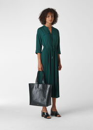 Wendy Pleat Shirt Dress Dark Green