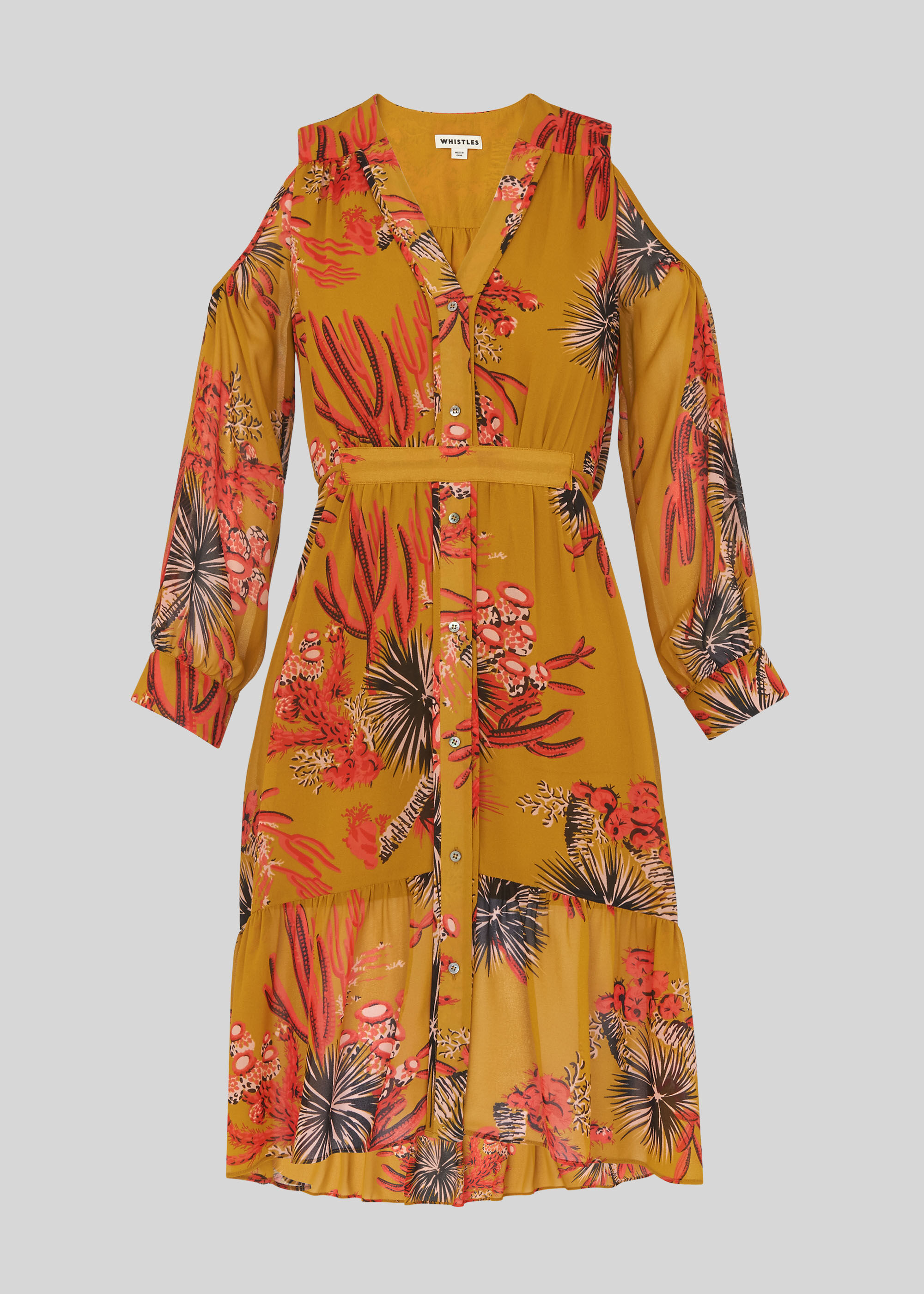 Cactus Cold Shoulder Dress