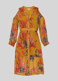 Cactus Cold Shoulder Dress Gold/Multi