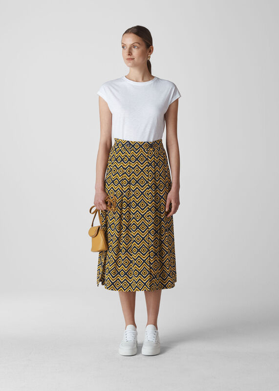 Zig Zag Print Wrap Skirt