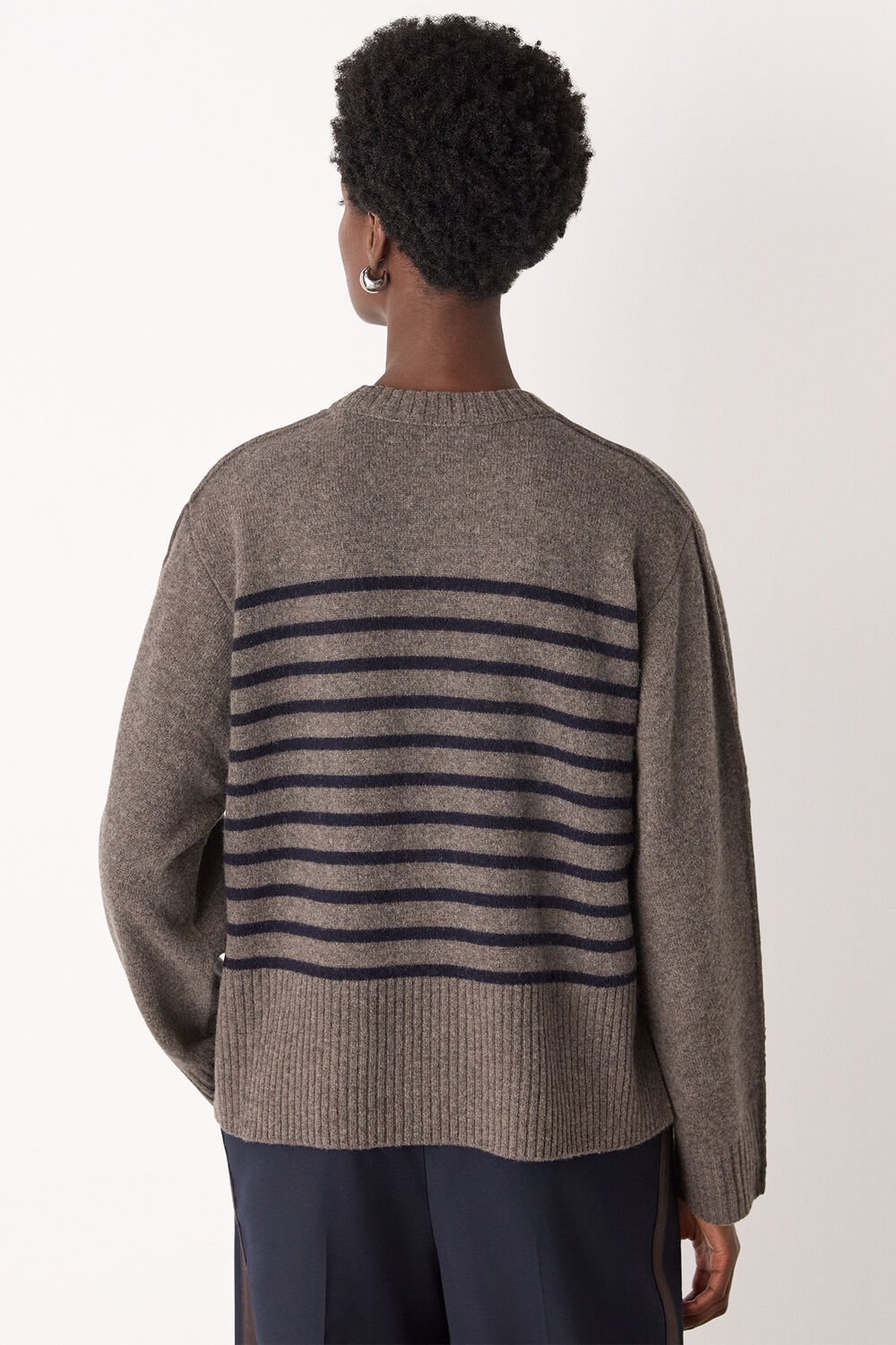 Wool Stripe Crew Neck Knit