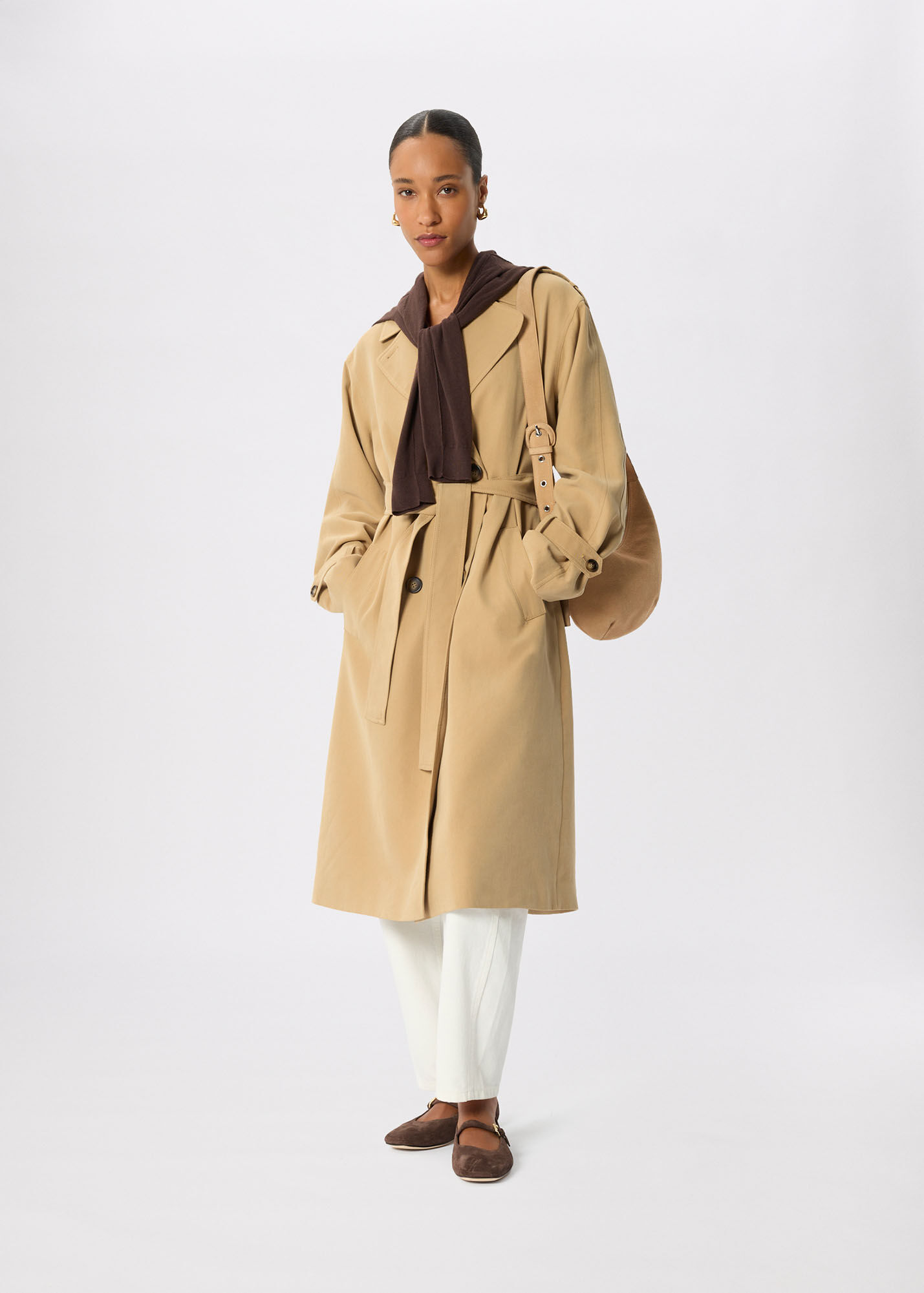 Neutral Riley Trench Coat | WHISTLES | Whistles ROW |