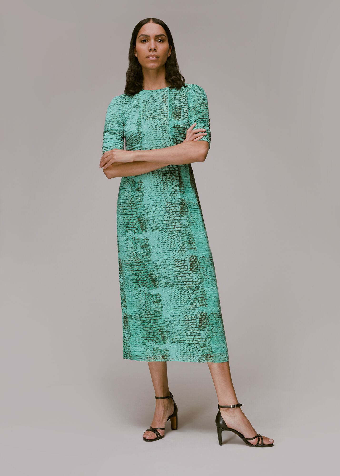 Green SNAKE ANIMAL DOBBY DRESS