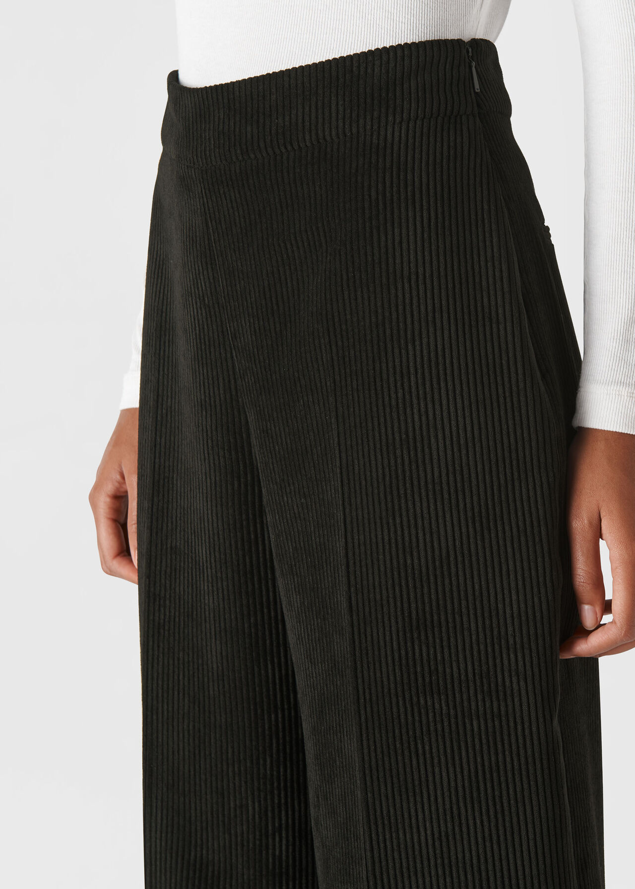 Cord Flat Front Trouser Black