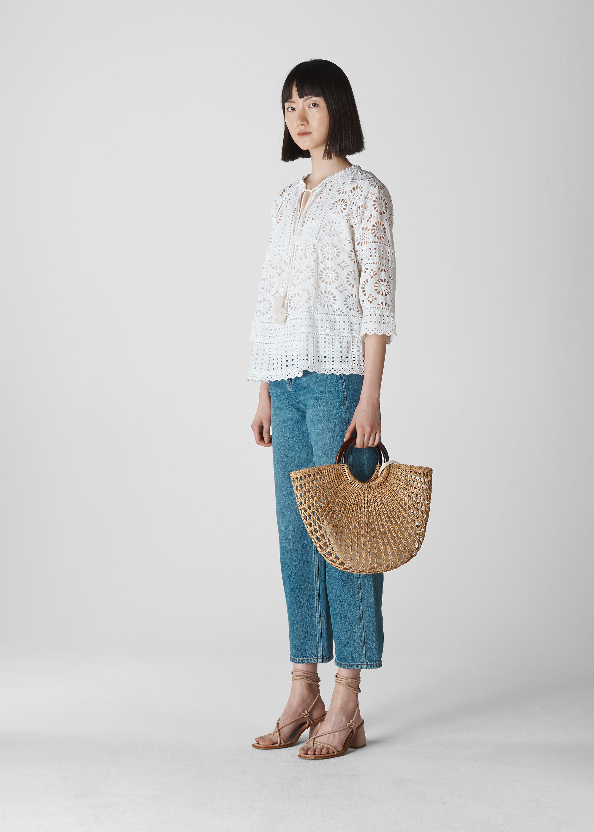 broderie white top