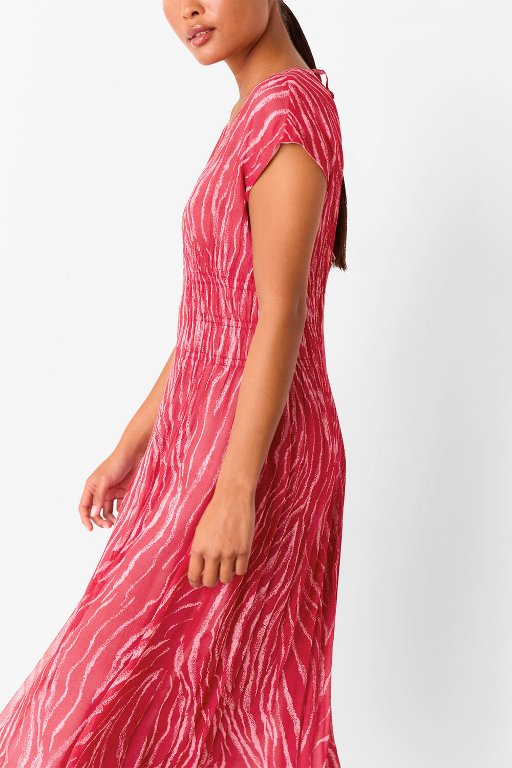 Red Petite Zebra Texture Midi Dress