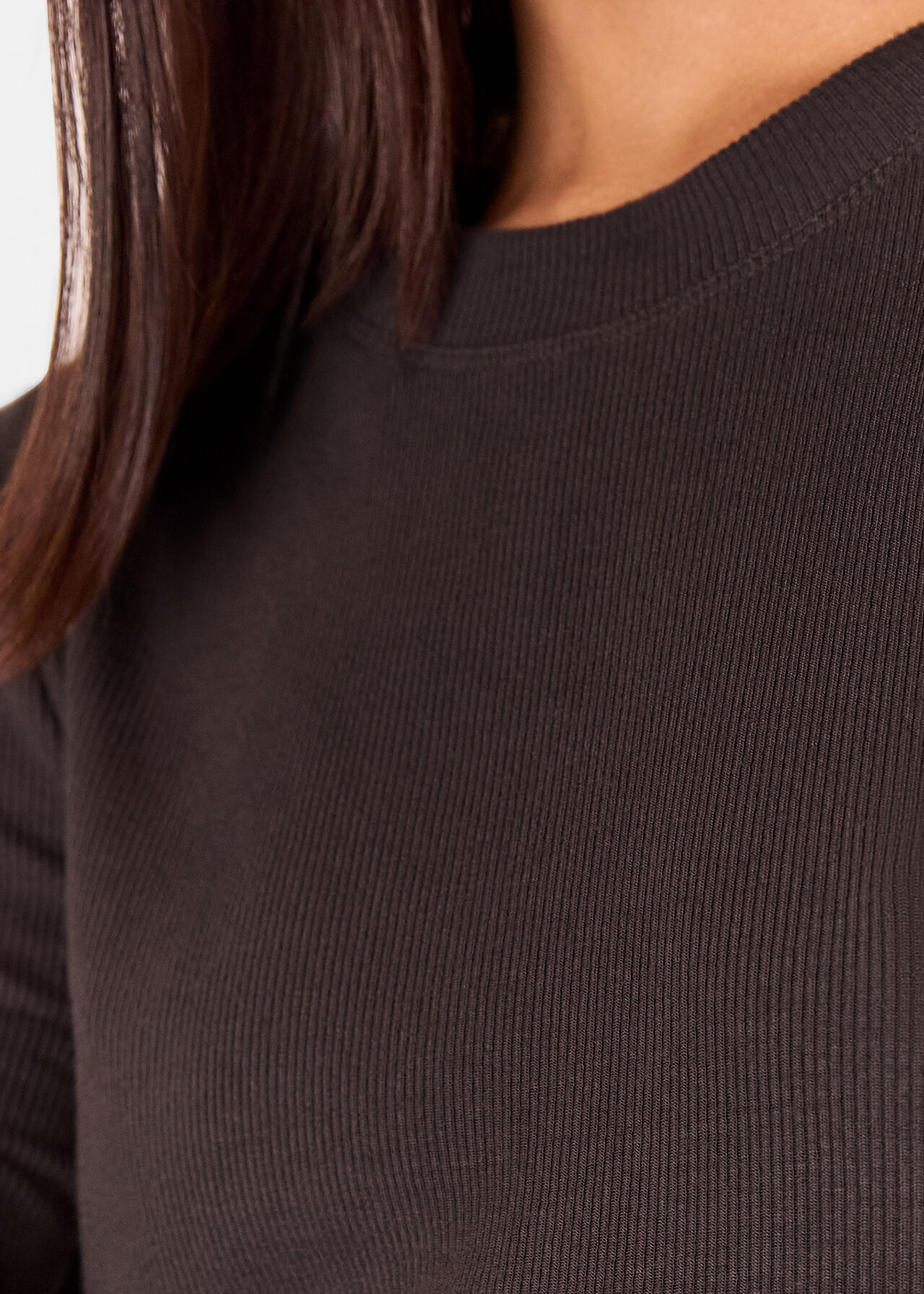 Whistles Essential Ribbed Crew Brown