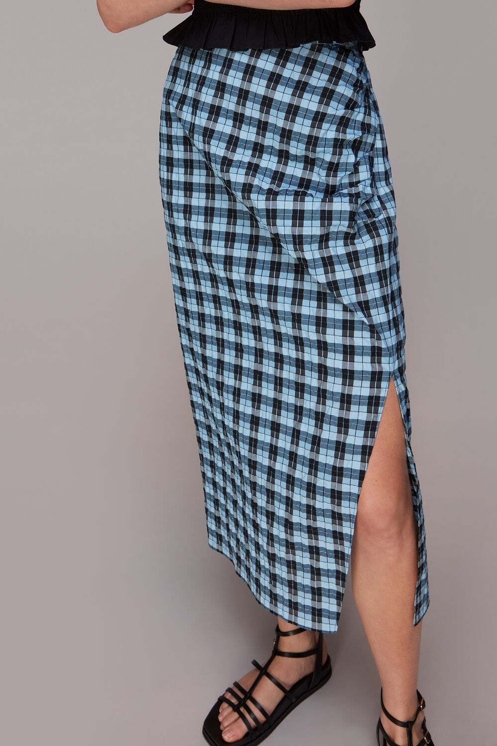 Gingham Ruched Front Skirt