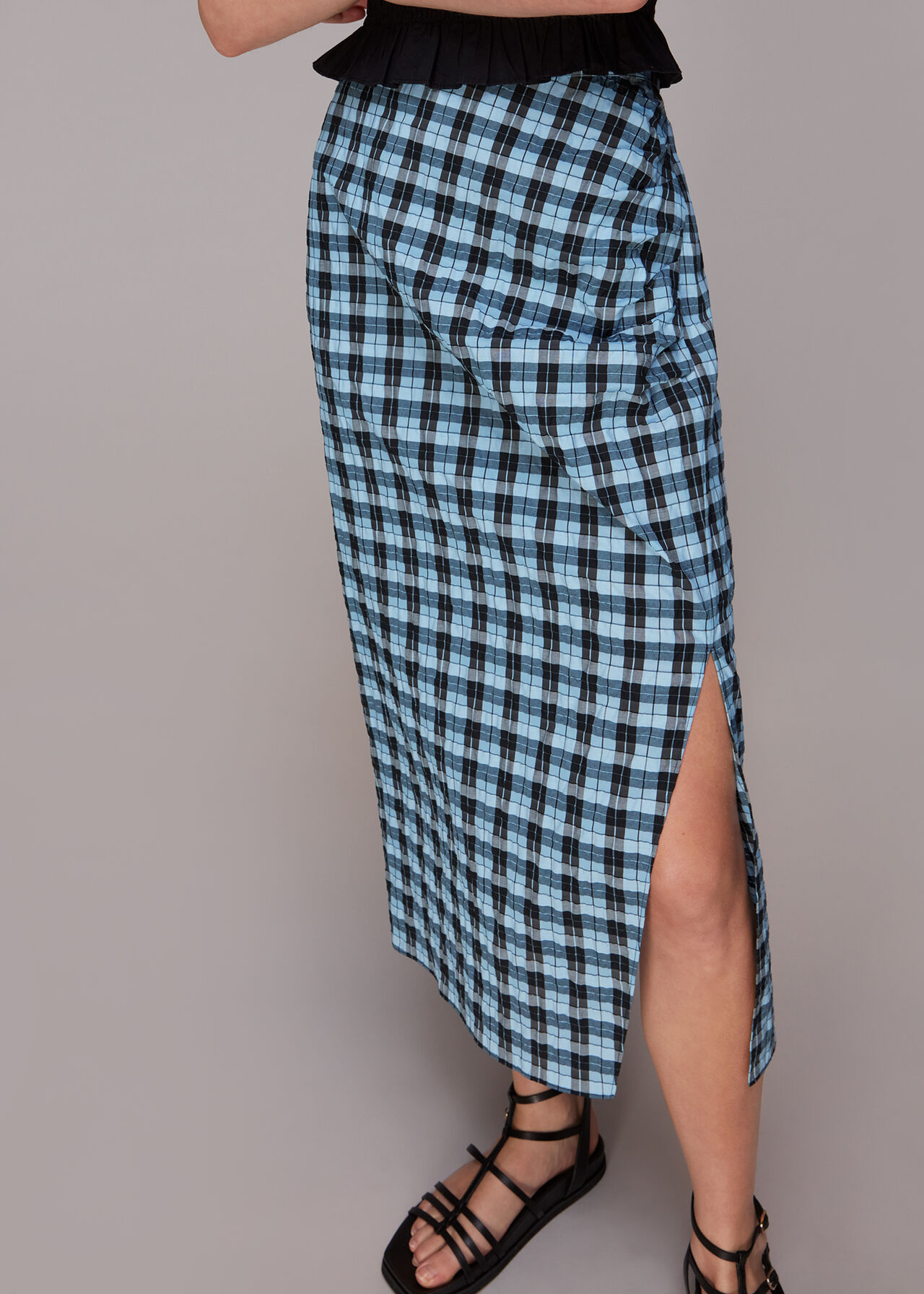 Gingham Ruched Front Skirt