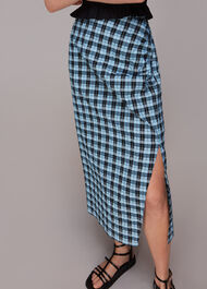 Gingham Ruched Front Skirt