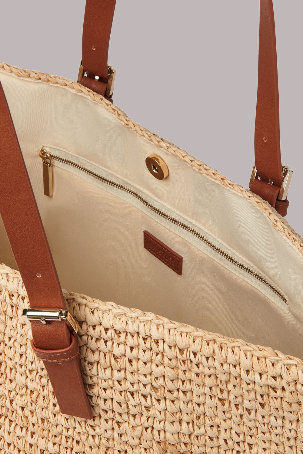 Teya Buckle Handle Straw Tote