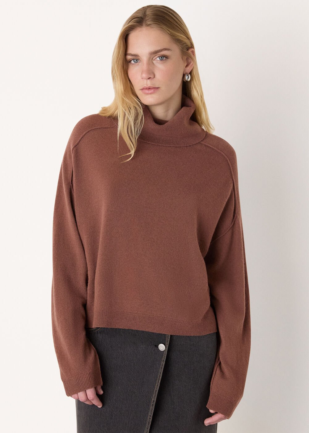 Wool Cowl Neck Knit Jumper