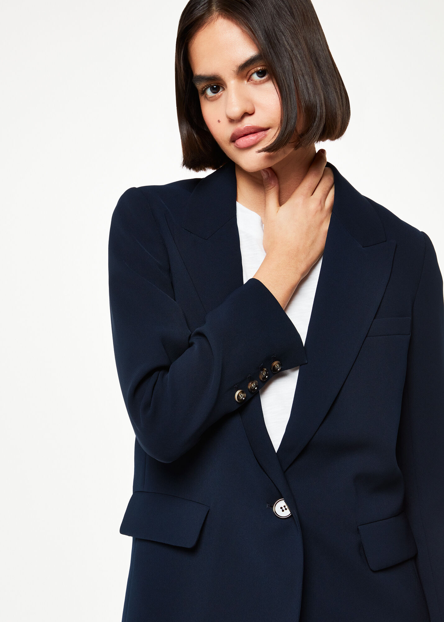 Navy Crepe Boyfriend Blazer WHISTLES