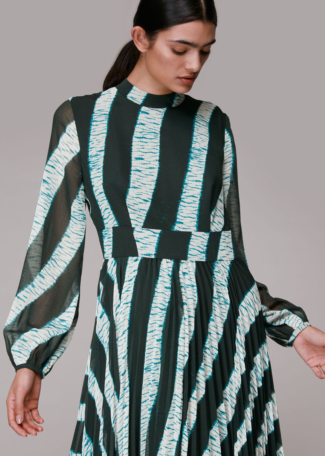 Multicolour Shibori Print Pleated Dress | WHISTLES | Whistles