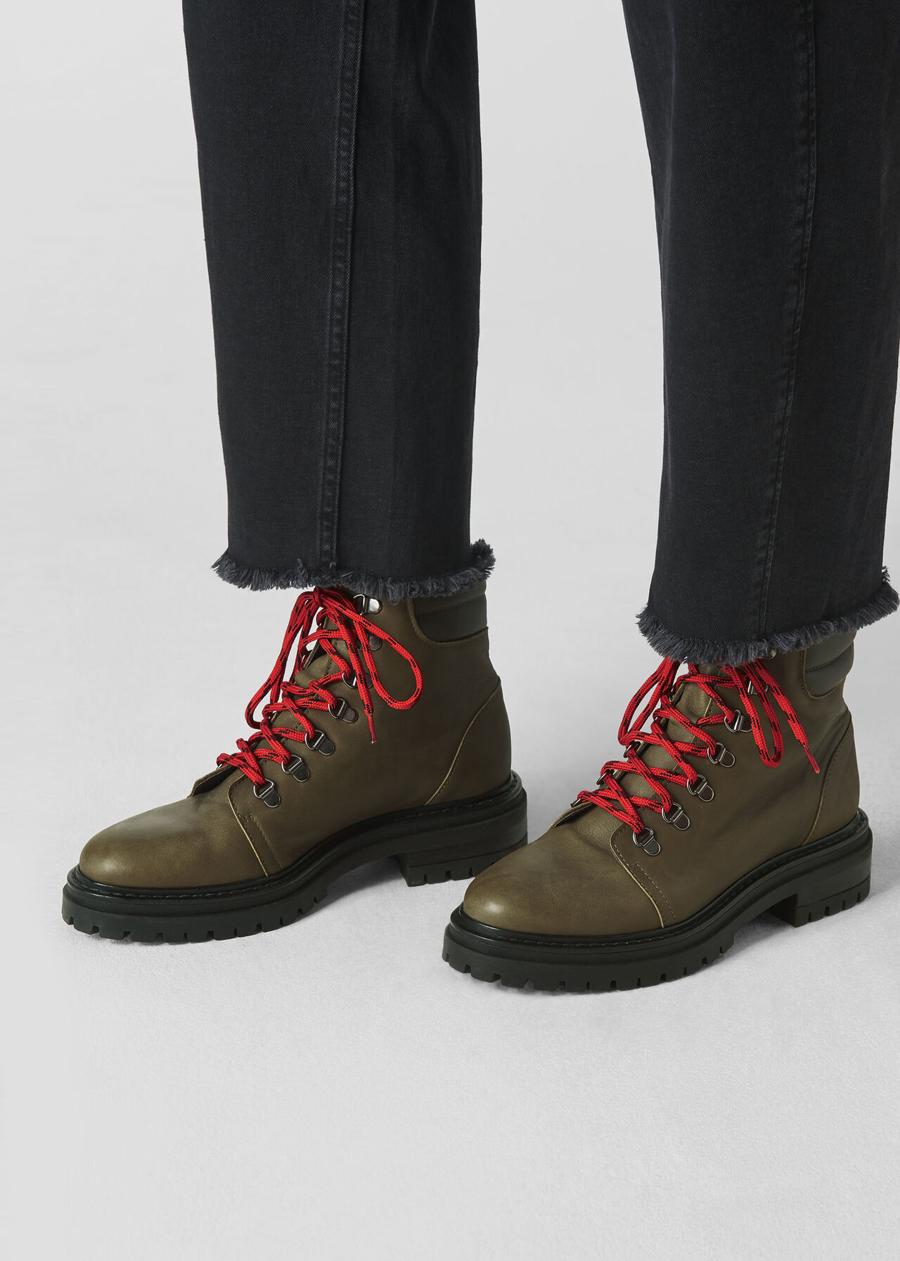 whistles amber leather lace up ankle boots