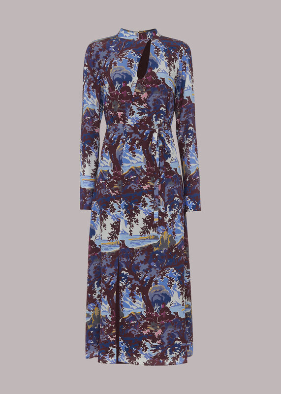 Multicolour Great Lake Keyhole Silk Dress