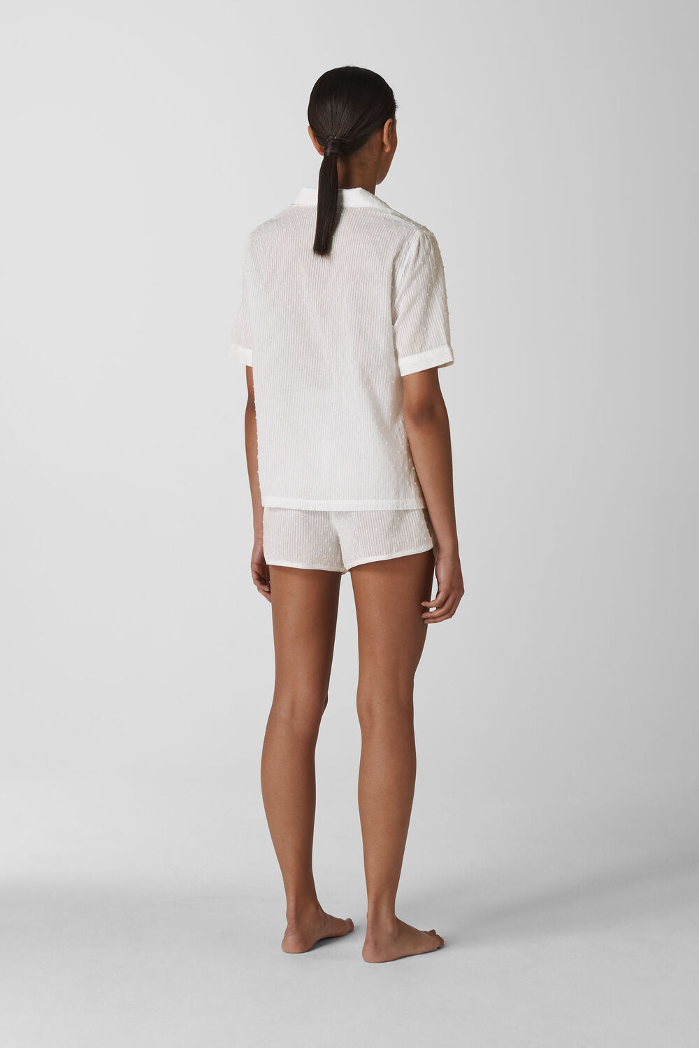 Stripe Dobby Pyjama Shirt White