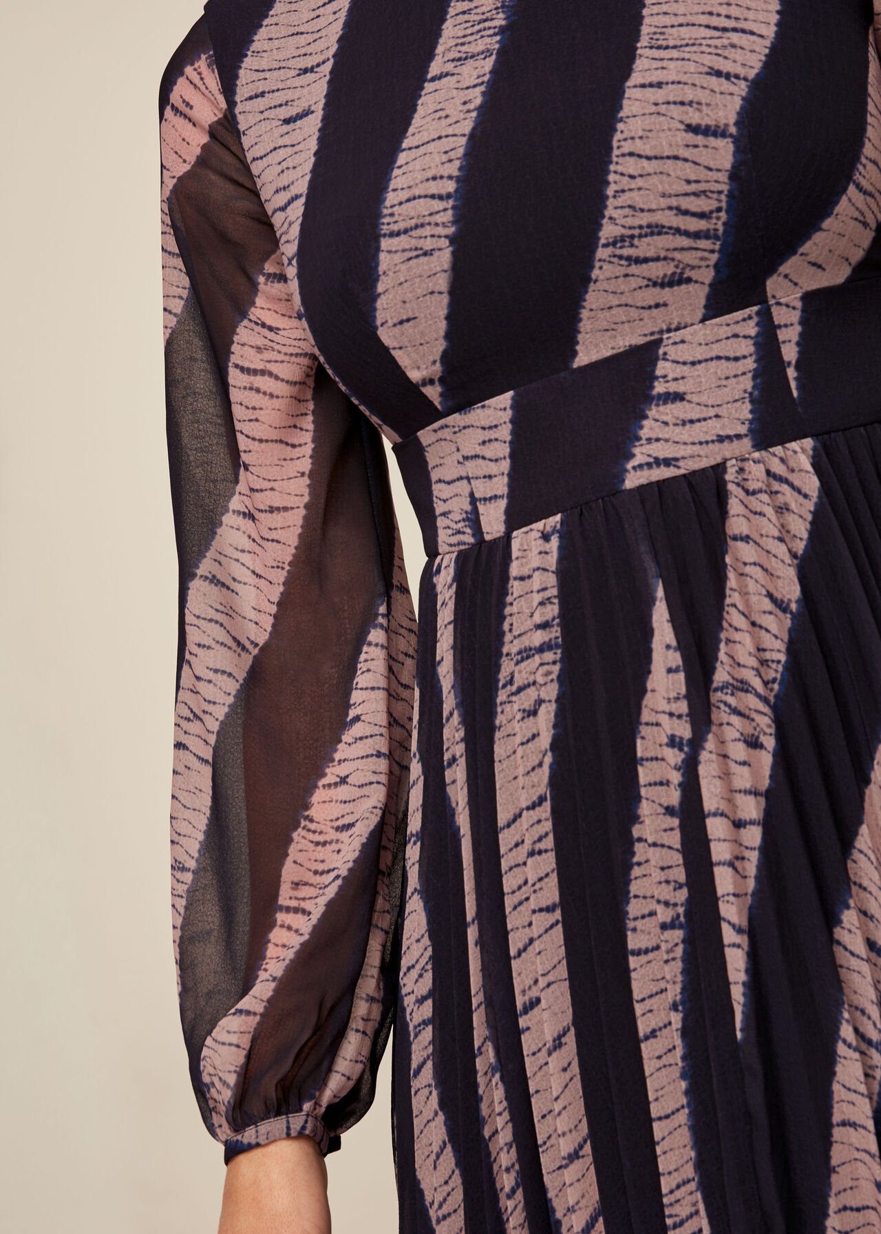 Shibori Print Pleated Dress