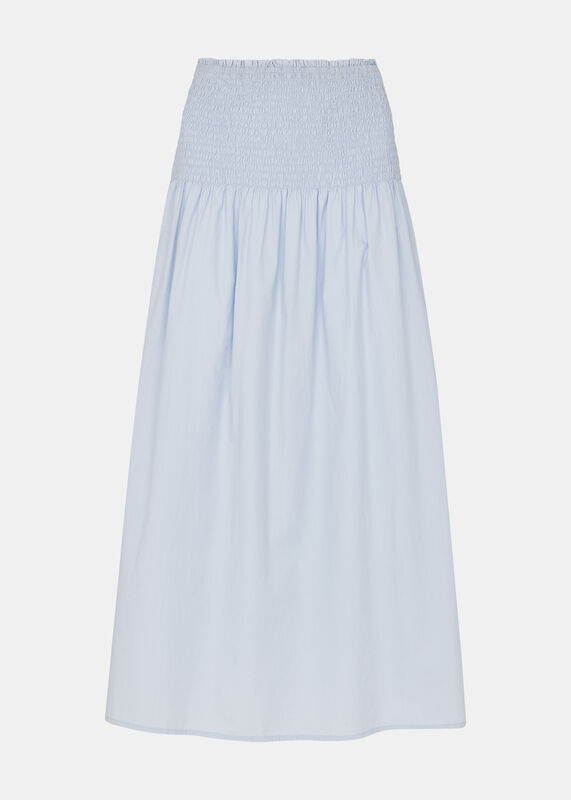 Blue Louisa Smocked Midi Skirt