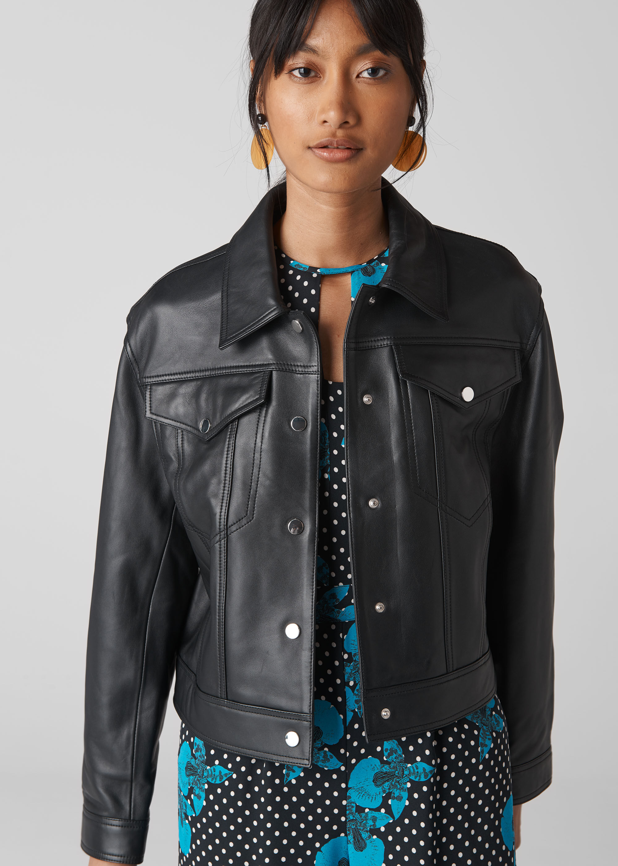 Whistles black hotsell leather jacket