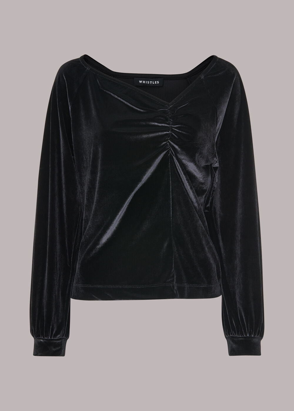 Asymmetric Neck Velvet Top