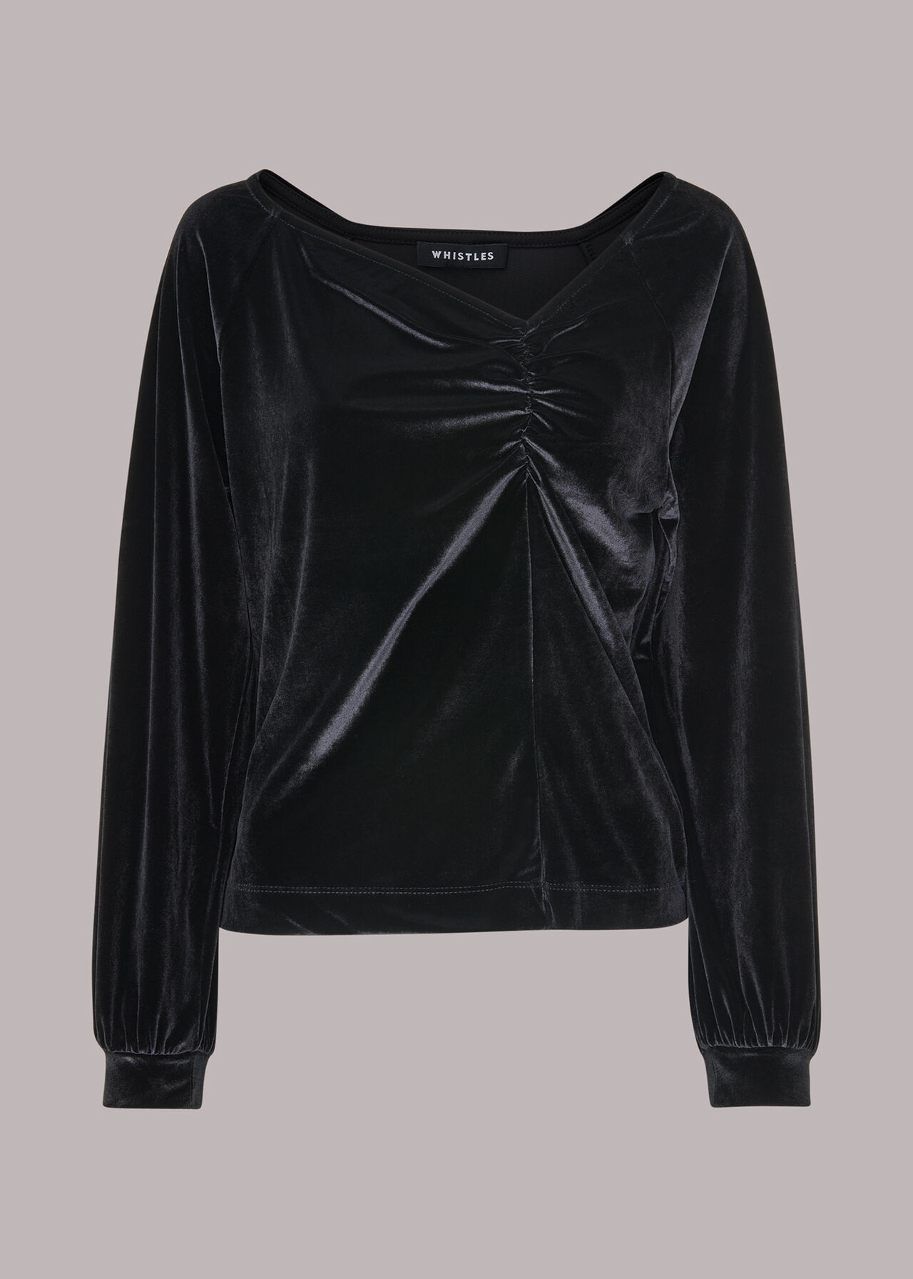 Asymmetric Neck Velvet Top
