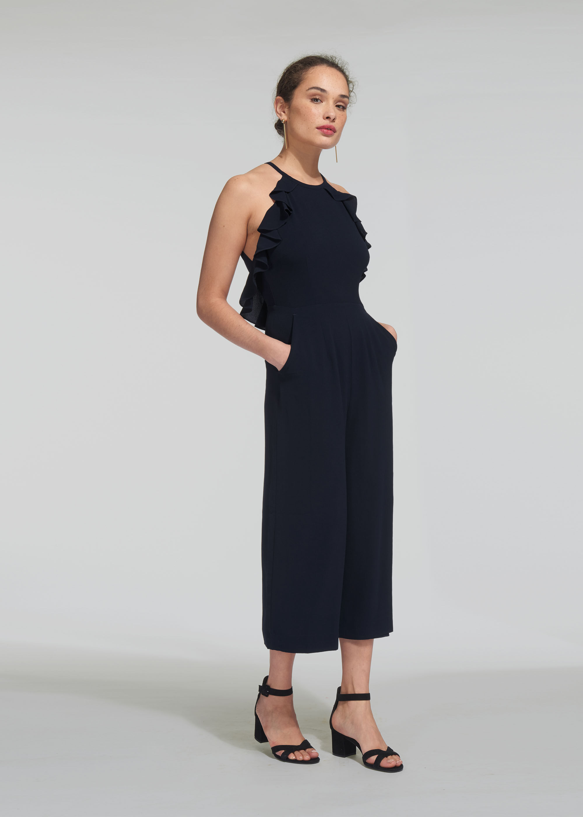 Navy frill clearance jumpsuit