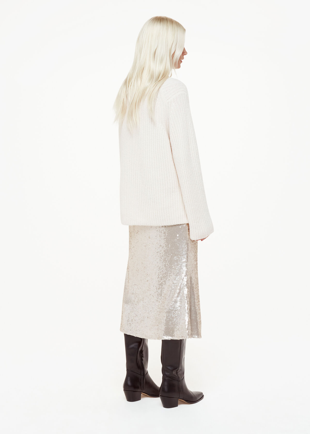 Silver Sequin Midi Skirt | WHISTLES |
