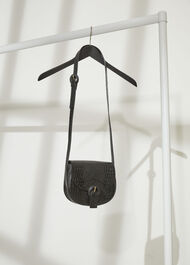 Leon Croc Saddle Bag Black