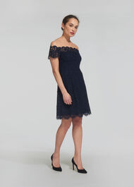 Off Shoulder Lace Dress Navy