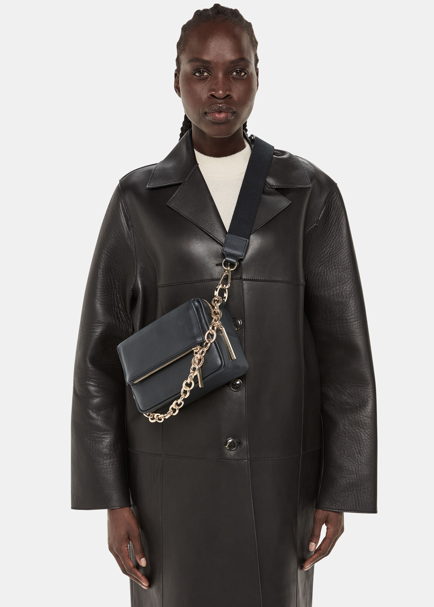【threetimes】25HS★ Bibi Chain Bag Black Bibi Chain Crossbody Bag | WHISTLES | Whistles US |