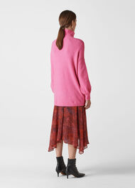 Oversized Funnel Neck Knit Pink