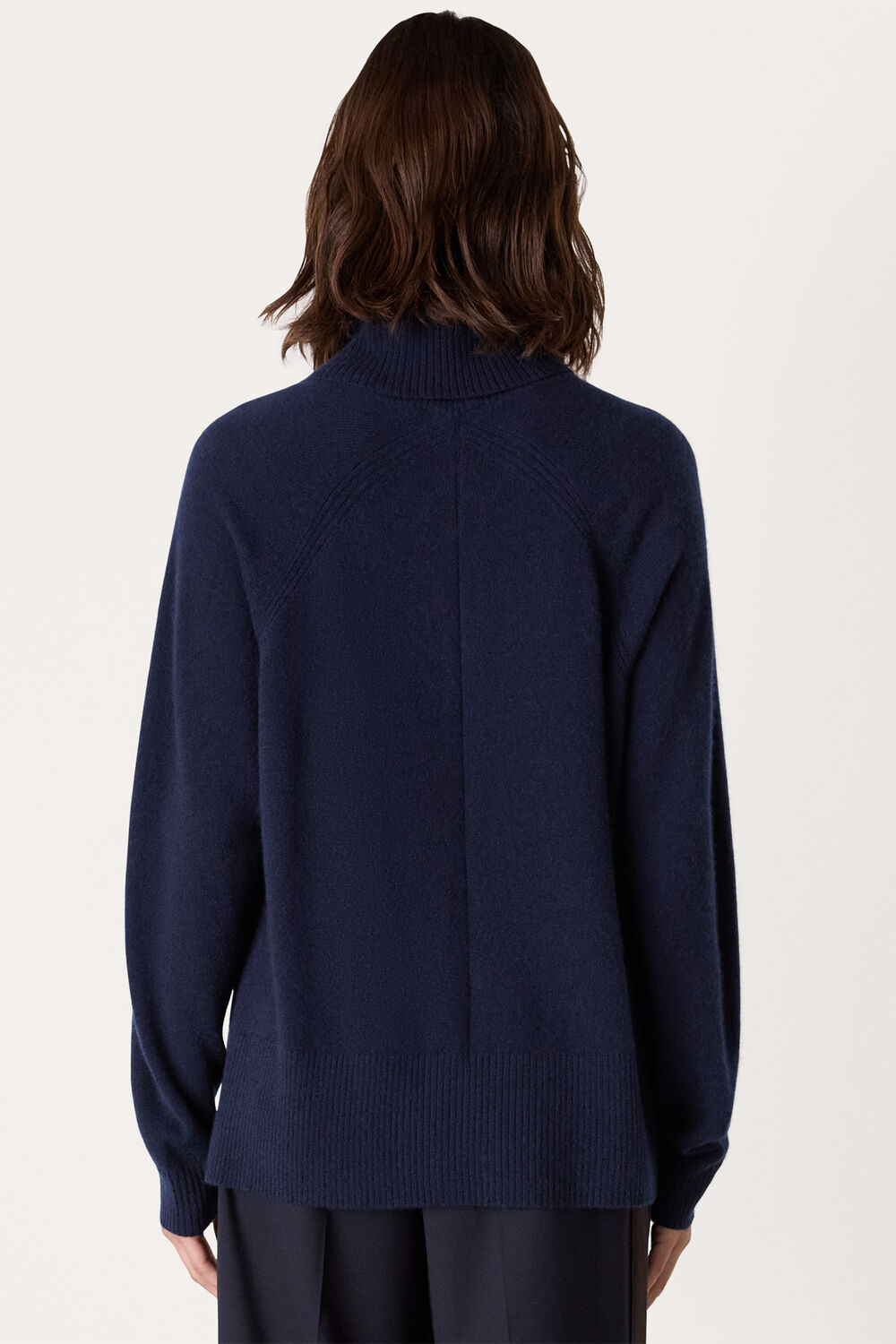 Navy Cashmere Roll Neck