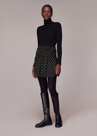 Spot Shirred Mini Skirt