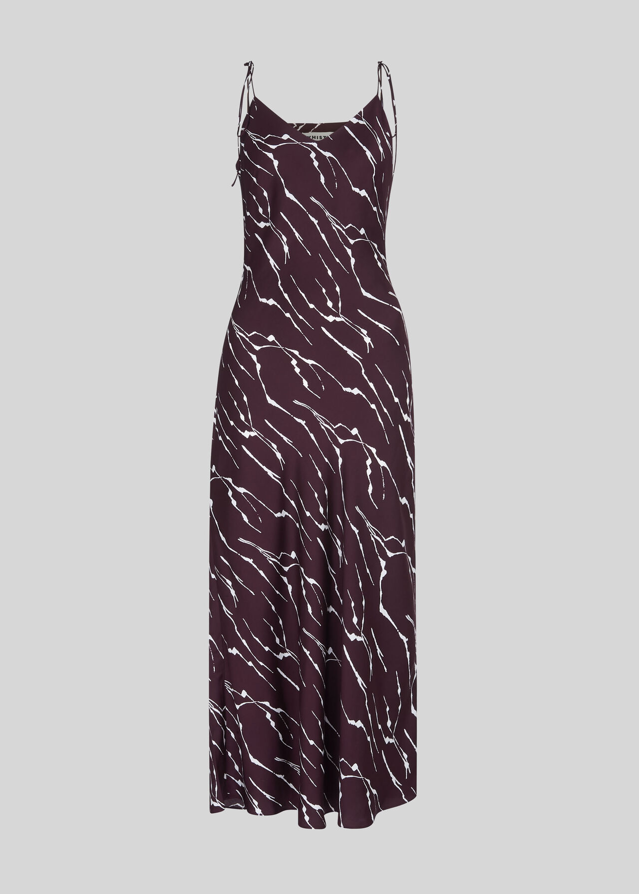 Dagma Twig Print Slip Dress Burgundy