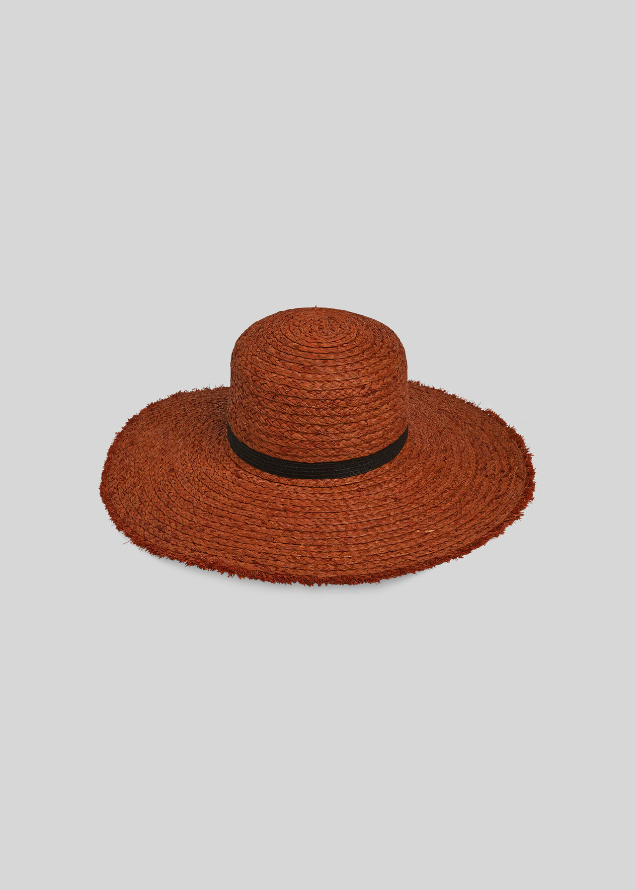 Rust Frayed Wide Brim Sun Hat WHISTLES Whistles UK