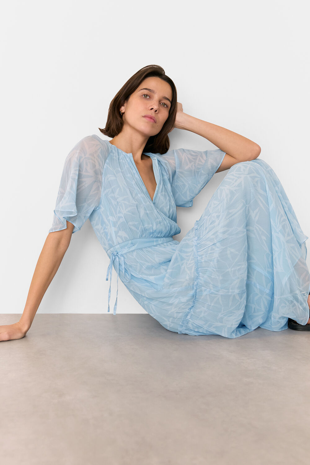 Bamboo Leaves Gathered Dress