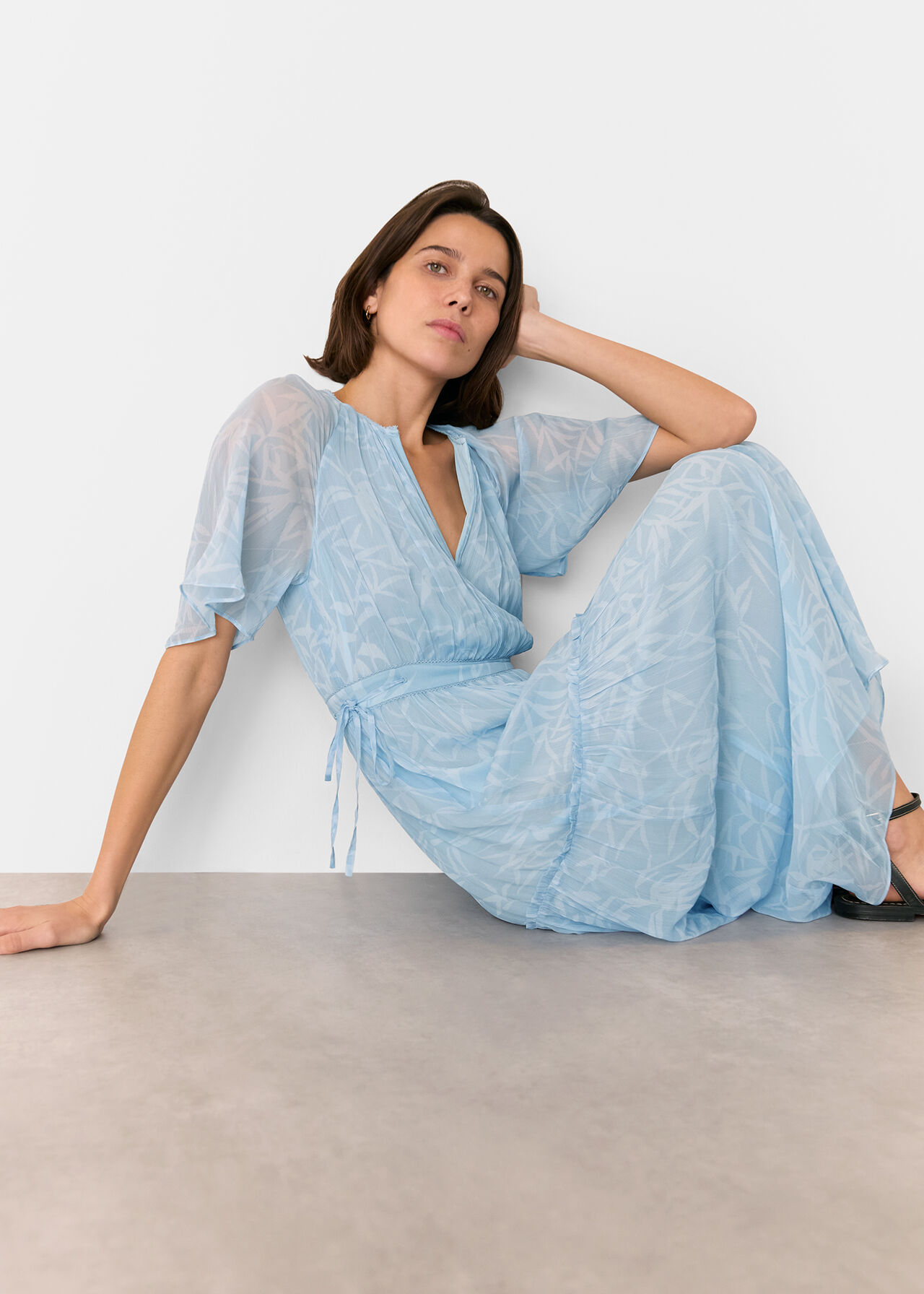 Bamboo Leaves Gathered Dress