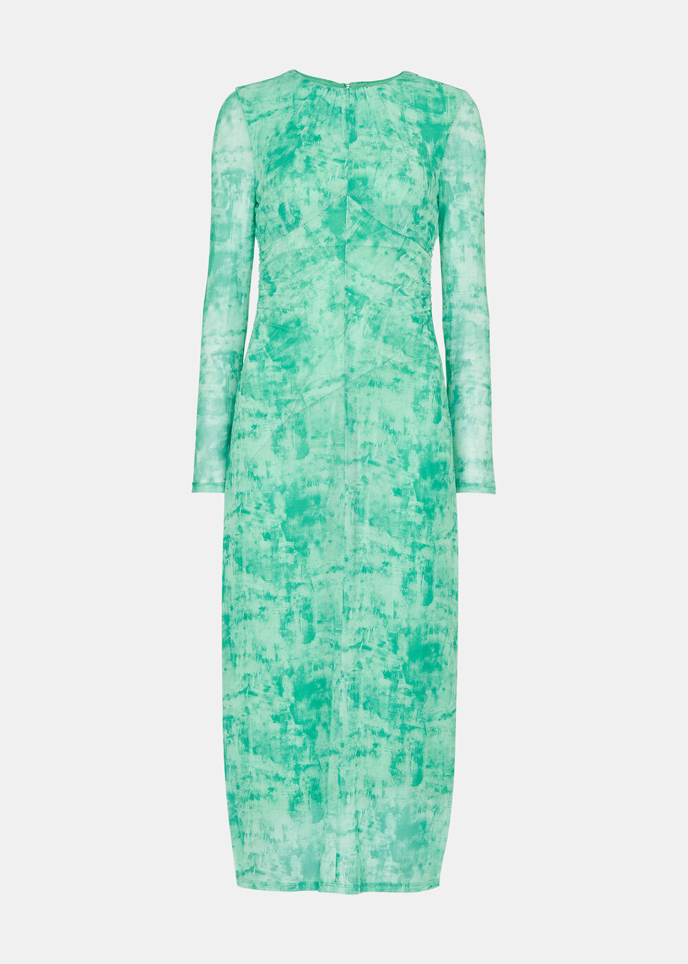 Brushwork Print Mesh Dress